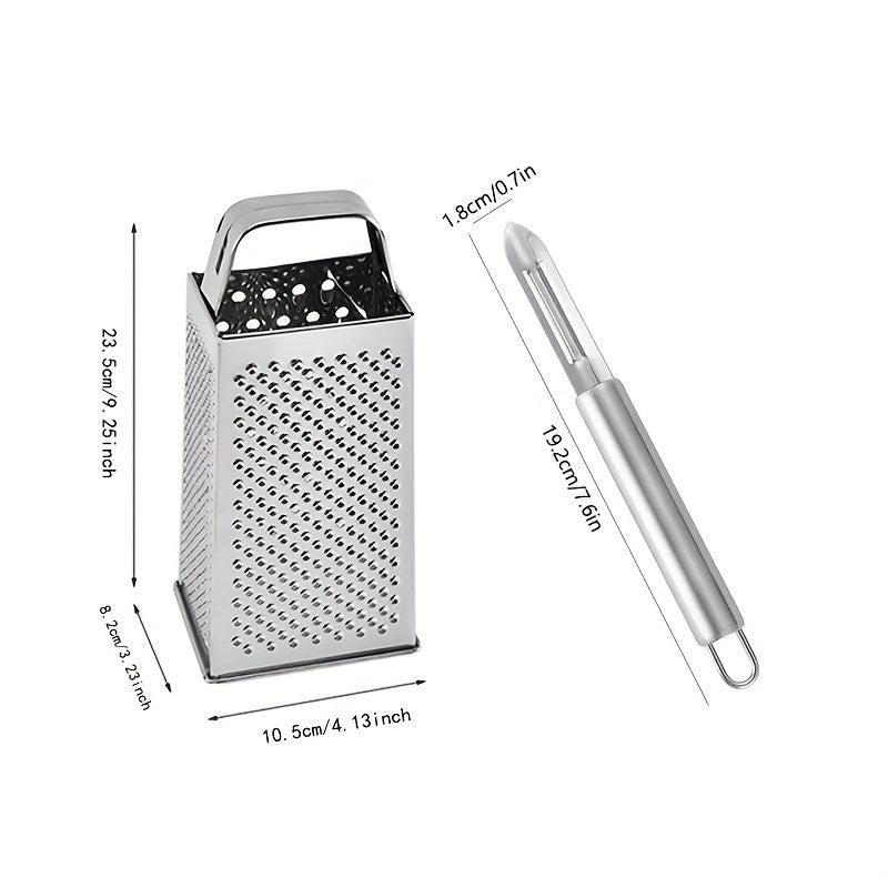 2pcs Stainless Steel 4 Sided Food Grater Vegetable Peeler Fruit Peeler Kitchen