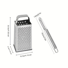 2pcs Stainless Steel 4 Sided Food Grater Vegetable Peeler Fruit Peeler Kitchen