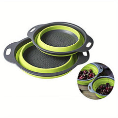 2pcs Silicone Colander Foldable Vegetable Washing Strainer