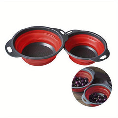 2pcs Silicone Colander Foldable Vegetable Washing Strainer