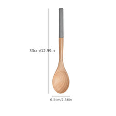 Wooden Spoons for Cooking Beech Wood Utensil with Silicone Handle