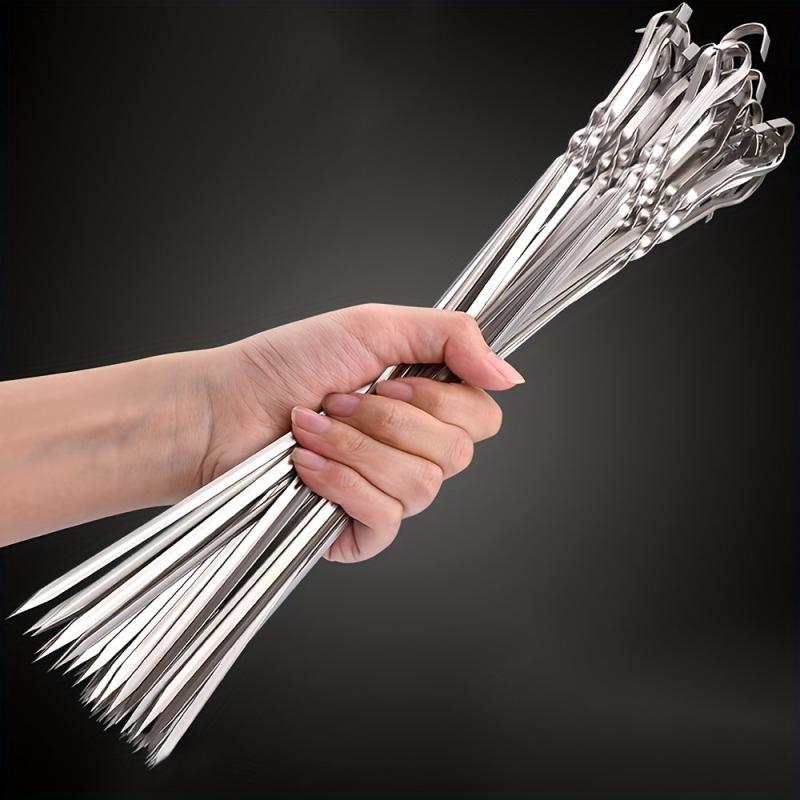 20pcs Stainless Steel BBQ Skewers Multifunctional Needles Sticks