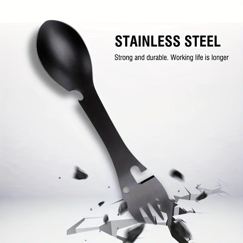 5in1 Stainless Steel Camping Spoon Fork Opener Tool