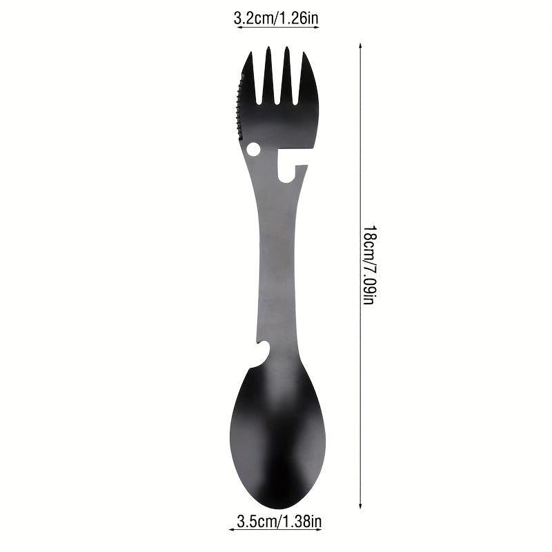 5in1 Stainless Steel Camping Spoon Fork Opener Tool