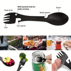 5in1 Stainless Steel Camping Spoon Fork Opener Tool