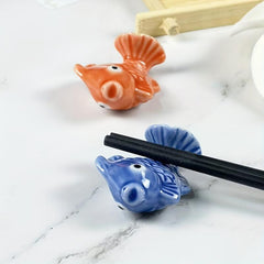 Goldfish Chopstick Rest Ceramic Spoon Fork Holder