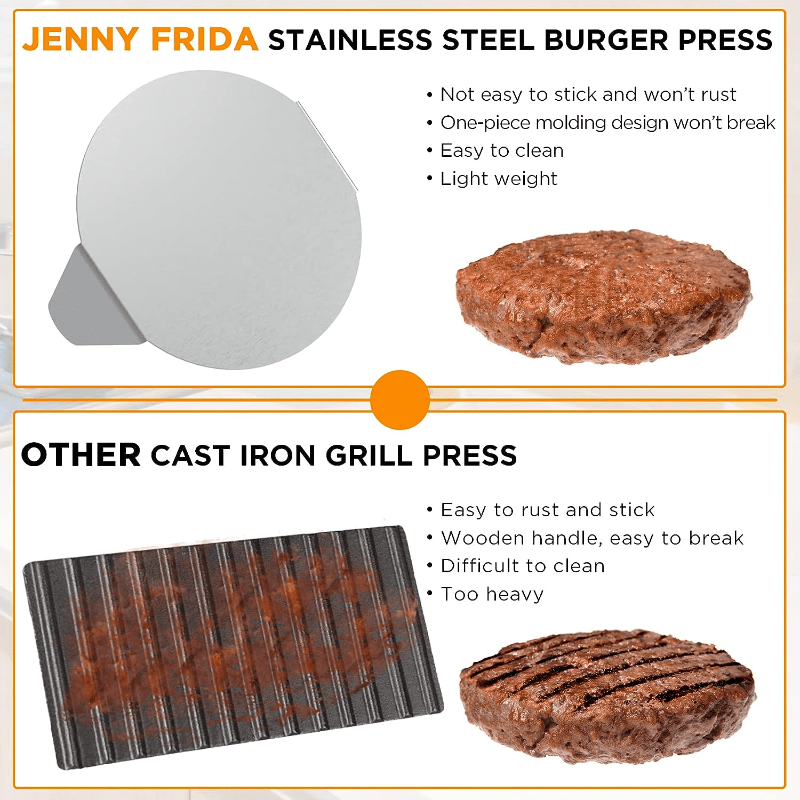 Stainless Steel Burger Press Non Stick Meat Press Manual Meat Press