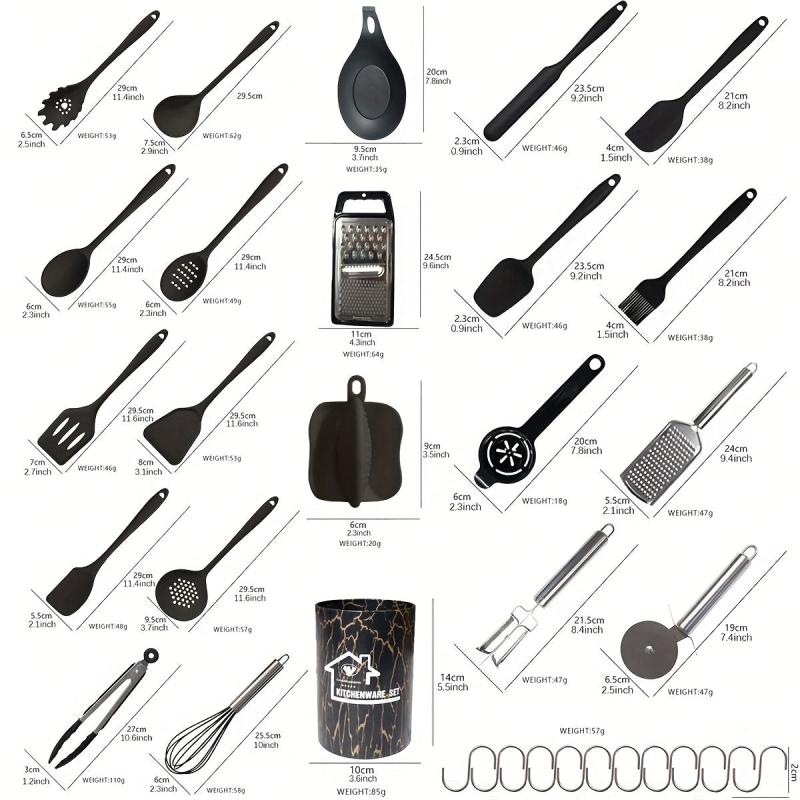 44pcs Silicone Kitchen Utensils Set Non stick Cooking Spatula Spoon Baking Scrap