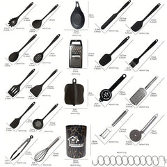 44pcs Silicone Kitchen Utensils Set Non stick Cooking Spatula Spoon Baking Scrap