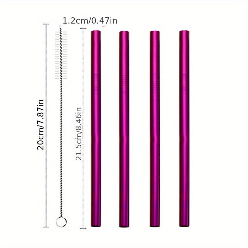 5pcs Stainless Steel Straws Set, Bubble Tea Straw with Brush