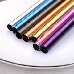 5pcs Stainless Steel Straws Set, Bubble Tea Straw with Brush
