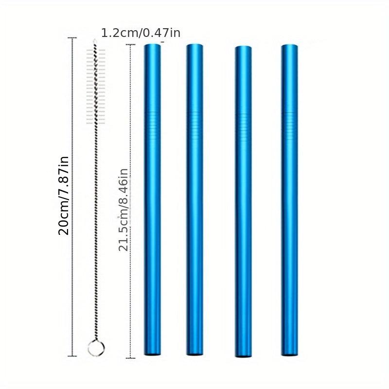 5pcs Stainless Steel Straws Set, Bubble Tea Straw with Brush