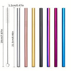 5pcs Stainless Steel Straws Set, Bubble Tea Straw with Brush