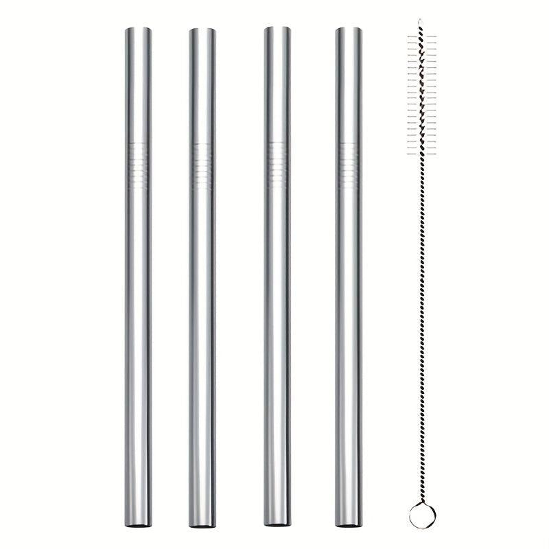 5pcs Stainless Steel Straws Set, Bubble Tea Straw with Brush