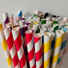 100pcs Striped Paper Straws Disposable Drinking Straws - Eco-Friendly