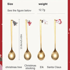 4pcs Christmas Spoon Set Stainless Steel Coffee Fruit Soup Gift