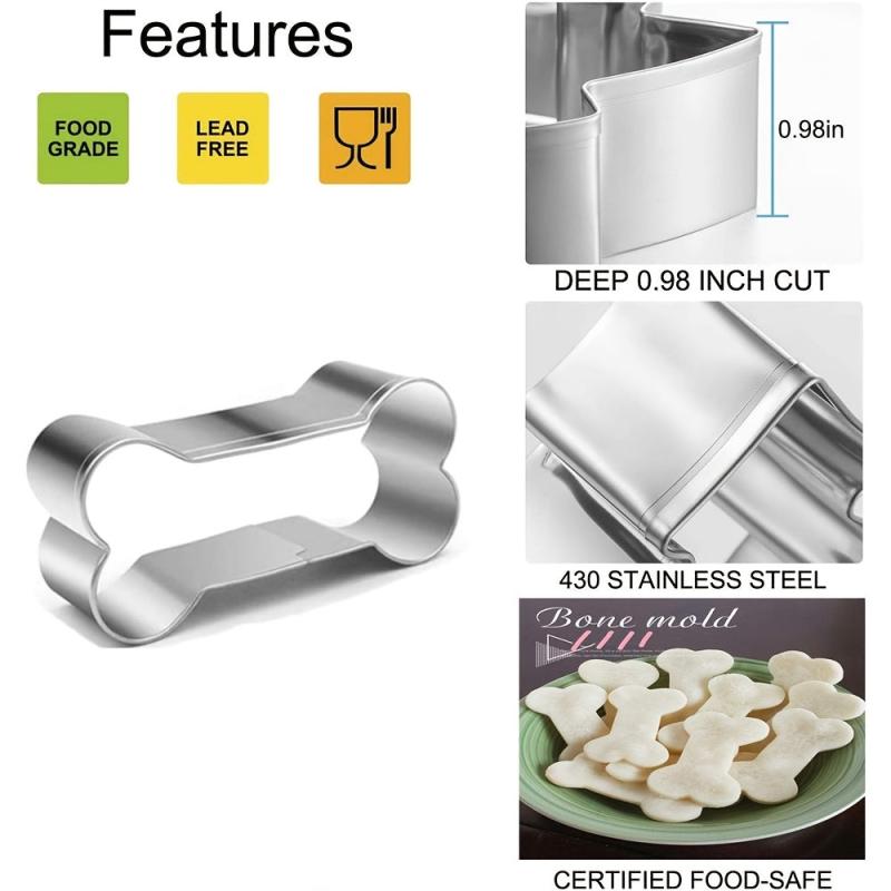5pcs Dog Bone Cookie Cutters Stainless Steel Pastry Cartoon Biscuit Molds