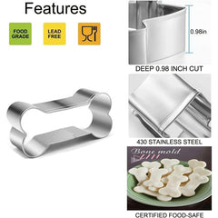 5pcs Dog Bone Cookie Cutters Stainless Steel Pastry Cartoon Biscuit Molds