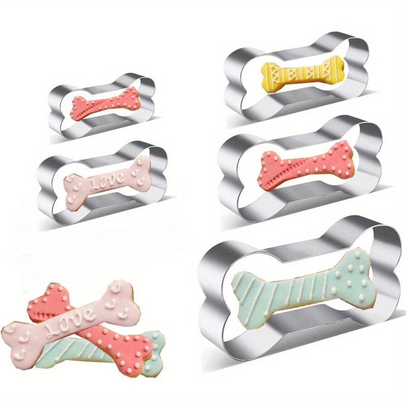 5pcs Dog Bone Cookie Cutters Stainless Steel Pastry Cartoon Biscuit Molds