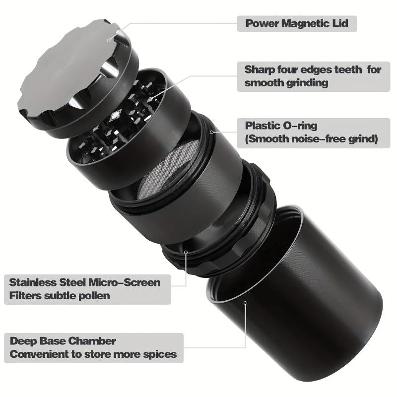 5-Layer Aluminum Alloy Spice Grinder Large Capacity Kitchen Tool