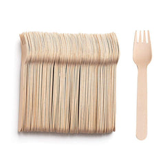 300pcs Disposable Wooden Cutlery Set - Wooden Fork, Spoon, Cutlery