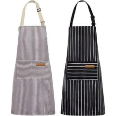 Polyester Apron Unisex Adjustable Cooking Apron Two Pockets Solid Apron