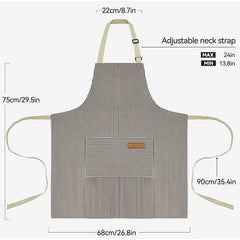 Polyester Apron Unisex Adjustable Cooking Apron Two Pockets Solid Apron