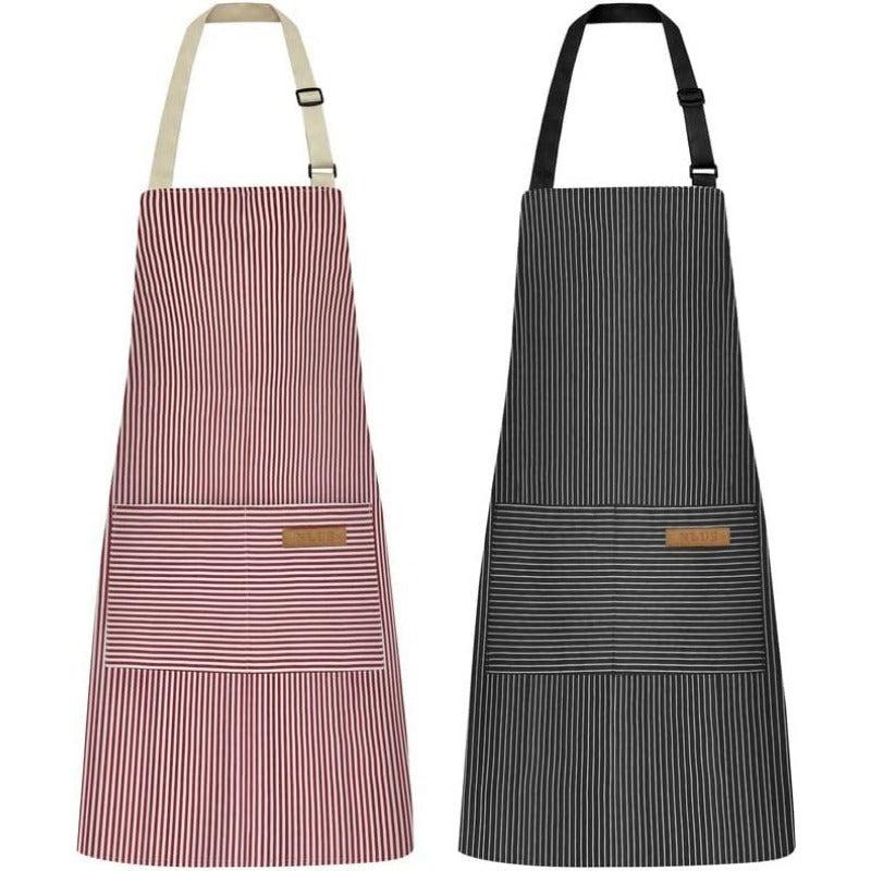 Polyester Apron Unisex Adjustable Cooking Apron Two Pockets Solid Apron