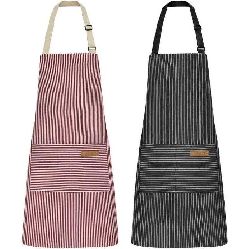 Polyester Apron Unisex Adjustable Cooking Apron Two Pockets Solid Apron