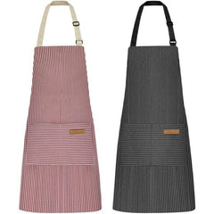 Polyester Apron Unisex Adjustable Cooking Apron Two Pockets Solid Apron