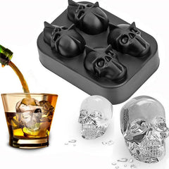 Skull Ice Cube Mold Silicone Tray for Halloween Whiskey Ice Trays
