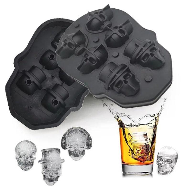 Skull Ice Cube Mold Silicone Tray for Halloween Whiskey Ice Trays