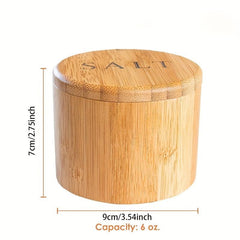 Bamboo Salt Box 6oz with Lid for Spices and Salt Kitchen Gadget