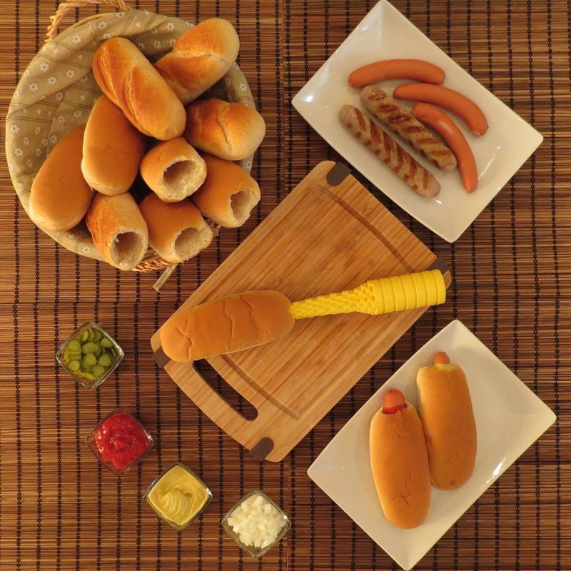 Hot Dogger Hot Dog Bun Driller for Grilling BBQ Ideal Size Brats Sausages