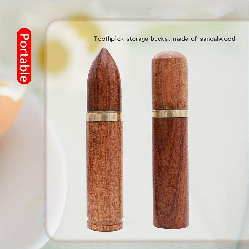 Vintage Sandalwood Toothpick Container Portable Storage