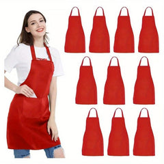 10pcs Polyester Apron Solid Halter Neck Apron Coffee Shop Antifouling Apron