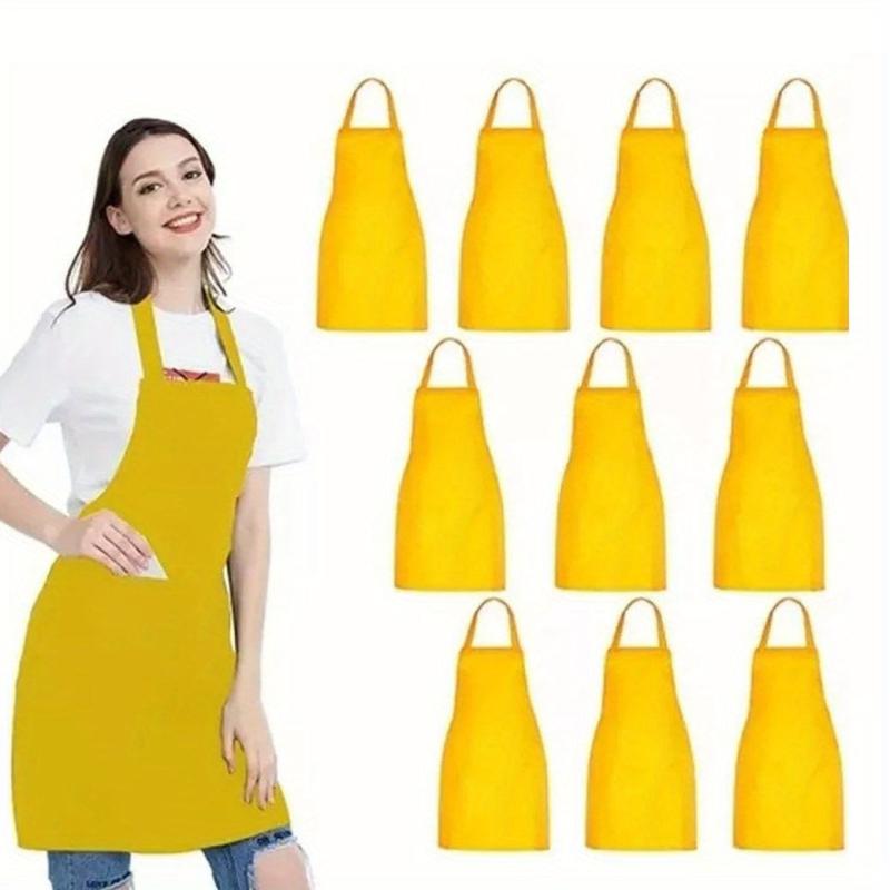 10pcs Polyester Apron Solid Halter Neck Apron Coffee Shop Antifouling Apron