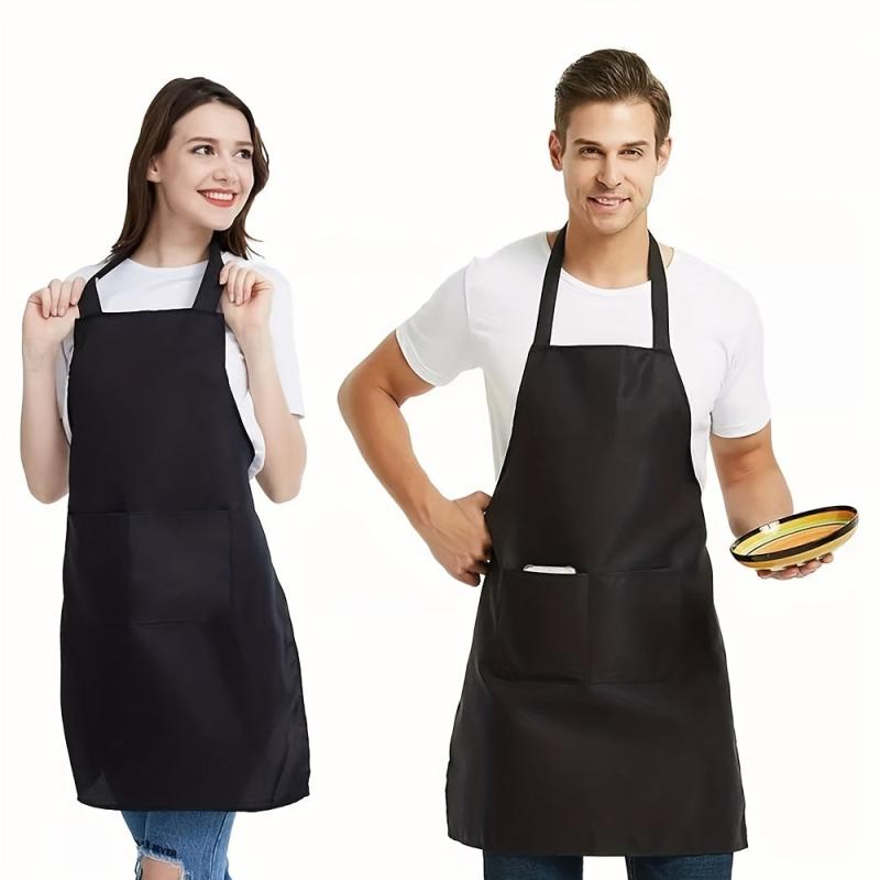 10pcs Polyester Apron Solid Halter Neck Apron Coffee Shop Antifouling Apron