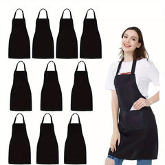 10pcs Polyester Apron Solid Halter Neck Apron Coffee Shop Antifouling Apron