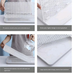 Double Layer Drainer Tray Dish Drying Rack Cup Storage Tray
