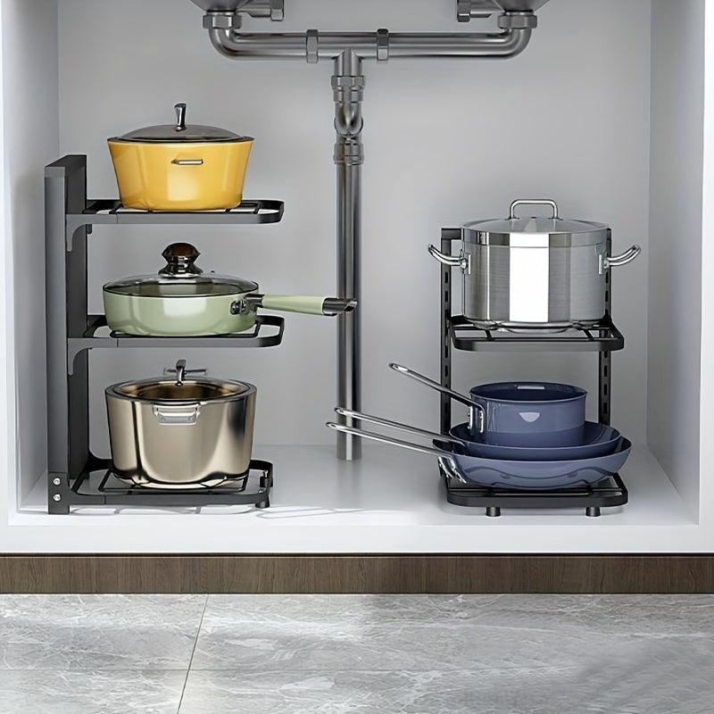 1pc Kitchen Shelf Pots And Pans Storage Rack Countertop Corner Shelf