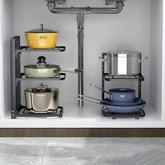 1pc Kitchen Shelf Pots And Pans Storage Rack Countertop Corner Shelf