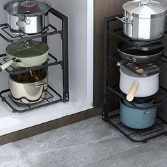1pc Kitchen Shelf Pots And Pans Storage Rack Countertop Corner Shelf