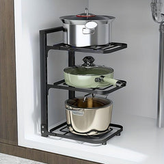1pc Kitchen Shelf Pots And Pans Storage Rack Countertop Corner Shelf