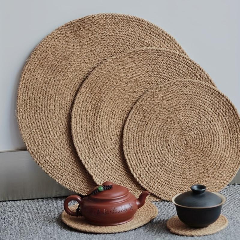 Straw Plaited Mat Heat Insulating Coasters Pot Holders Table Mat