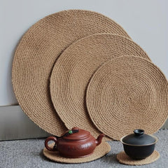 Straw Plaited Mat Heat Insulating Coasters Pot Holders Table Mat