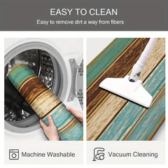 Teal Farmhouse Kitchen Anti Fatigue Mat Non Slip Waterproof Dirt Resist