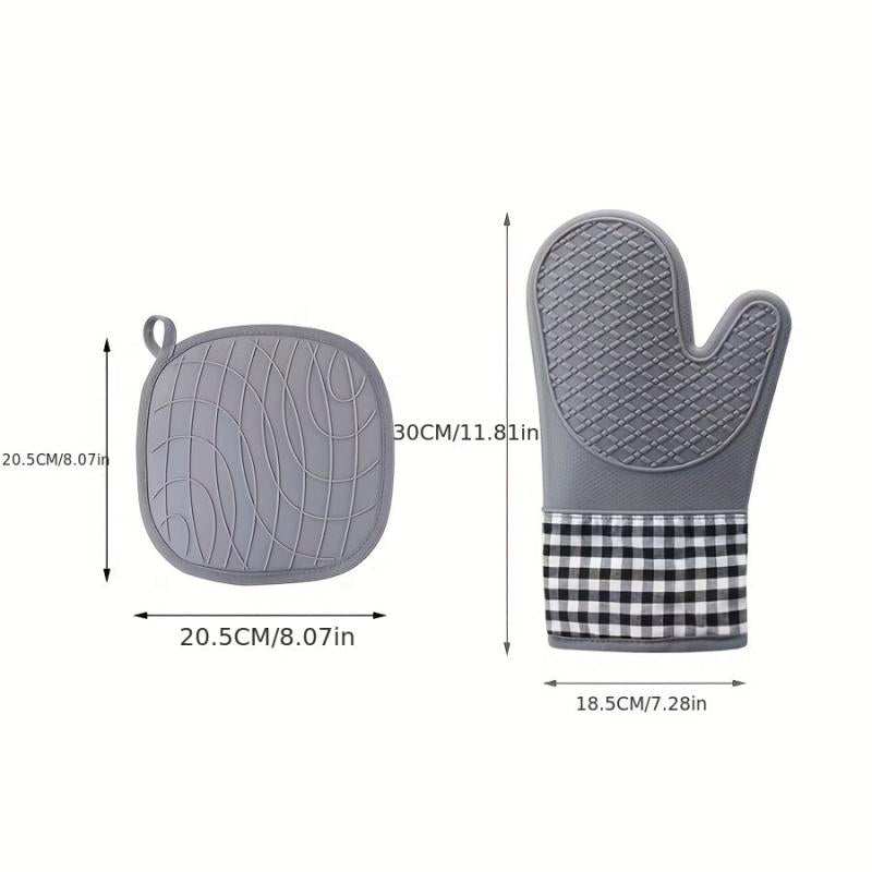 Silicone Oven Mitts Heat Resistant Non Slip BPA Pot Holder Soft Lining