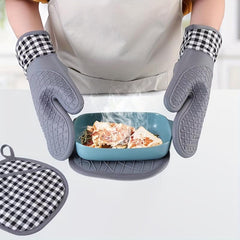 Silicone Oven Mitts Heat Resistant Non Slip BPA Pot Holder Soft Lining