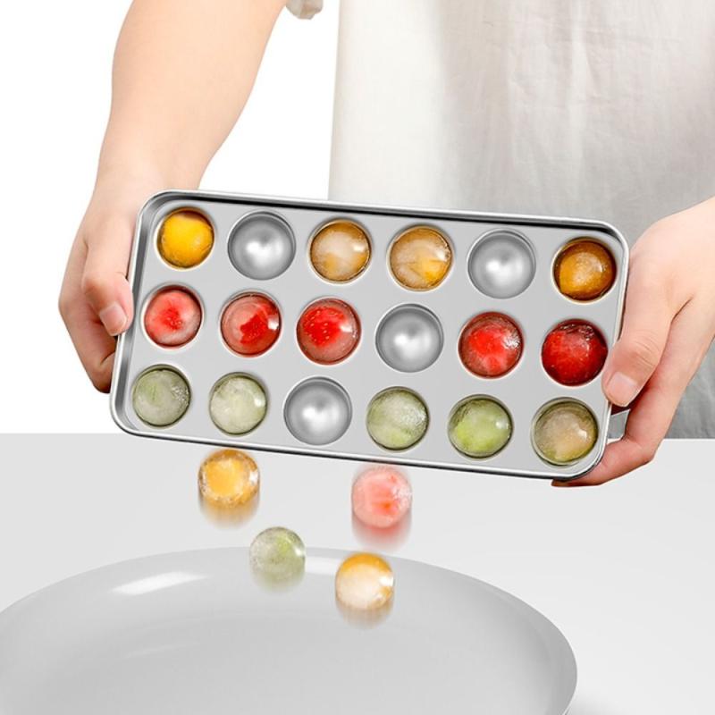 Stainless Steel Ice Cube Mold 3D Round Balls Ice Molds DIY Ice Cube Tray